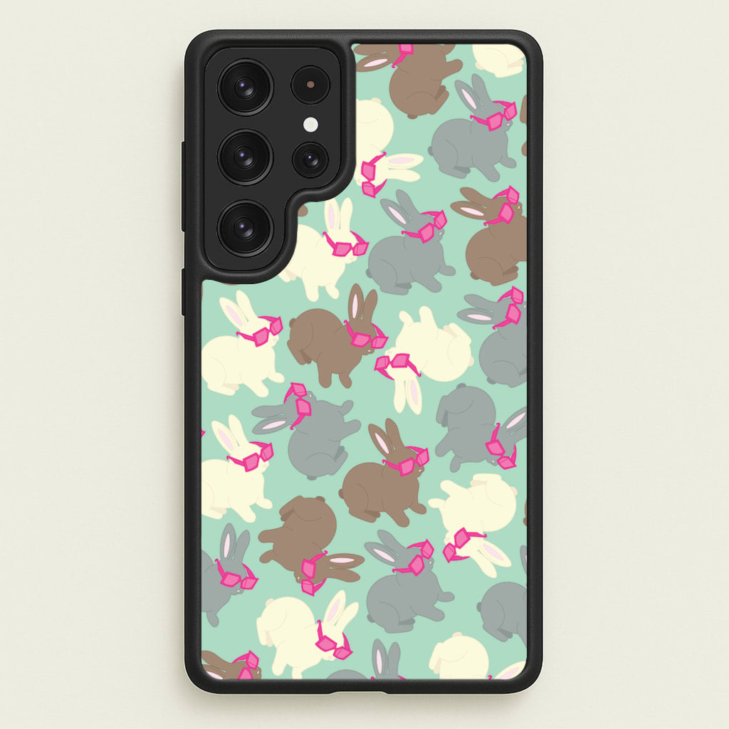 Bunny With Glasses Pattern - Easter Phone Case for Galaxy S22 Ultra