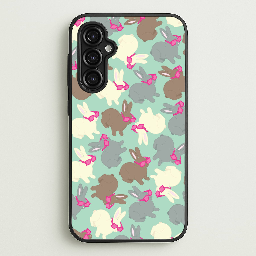 Bunny With Glasses Pattern - Easter Phone Case for Galaxy A14