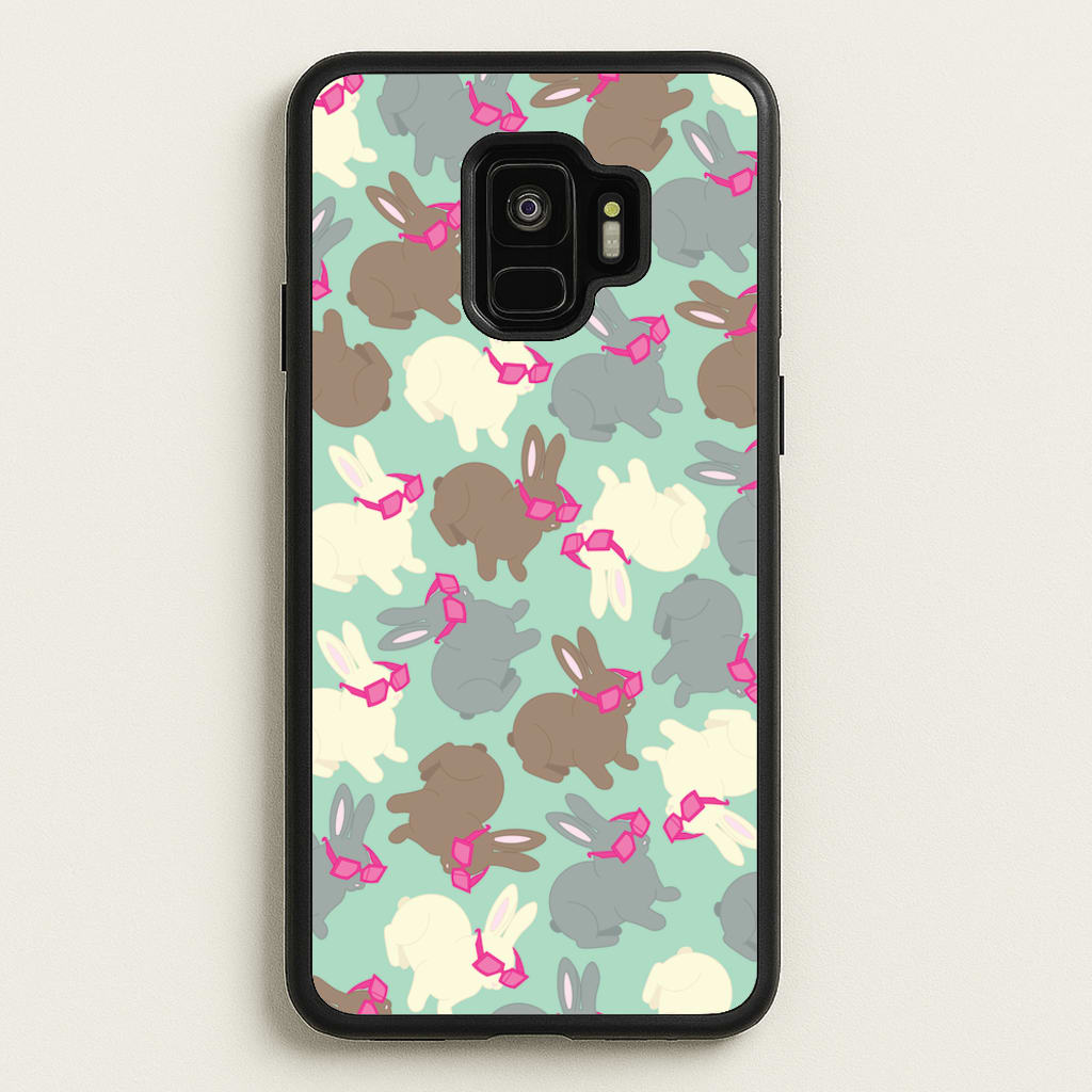 Bunny With Glasses Pattern - Easter Phone Case for Galaxy S9