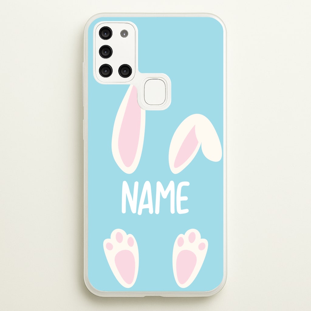 White Bunny Personalised - Easter Phone Case for Galaxy A21s