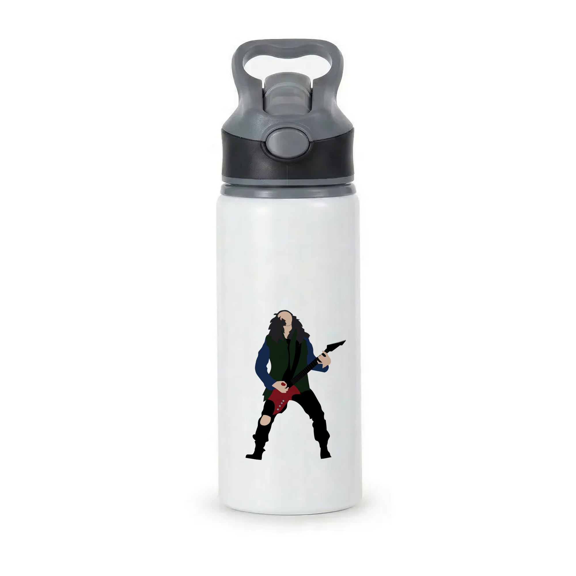 Eddie Munson Playing Guitar Active Water Bottle - Black
