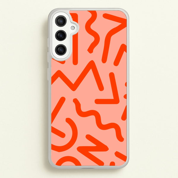 Red Abstract - Eighties - Eighties Phone Case for Galaxy A34