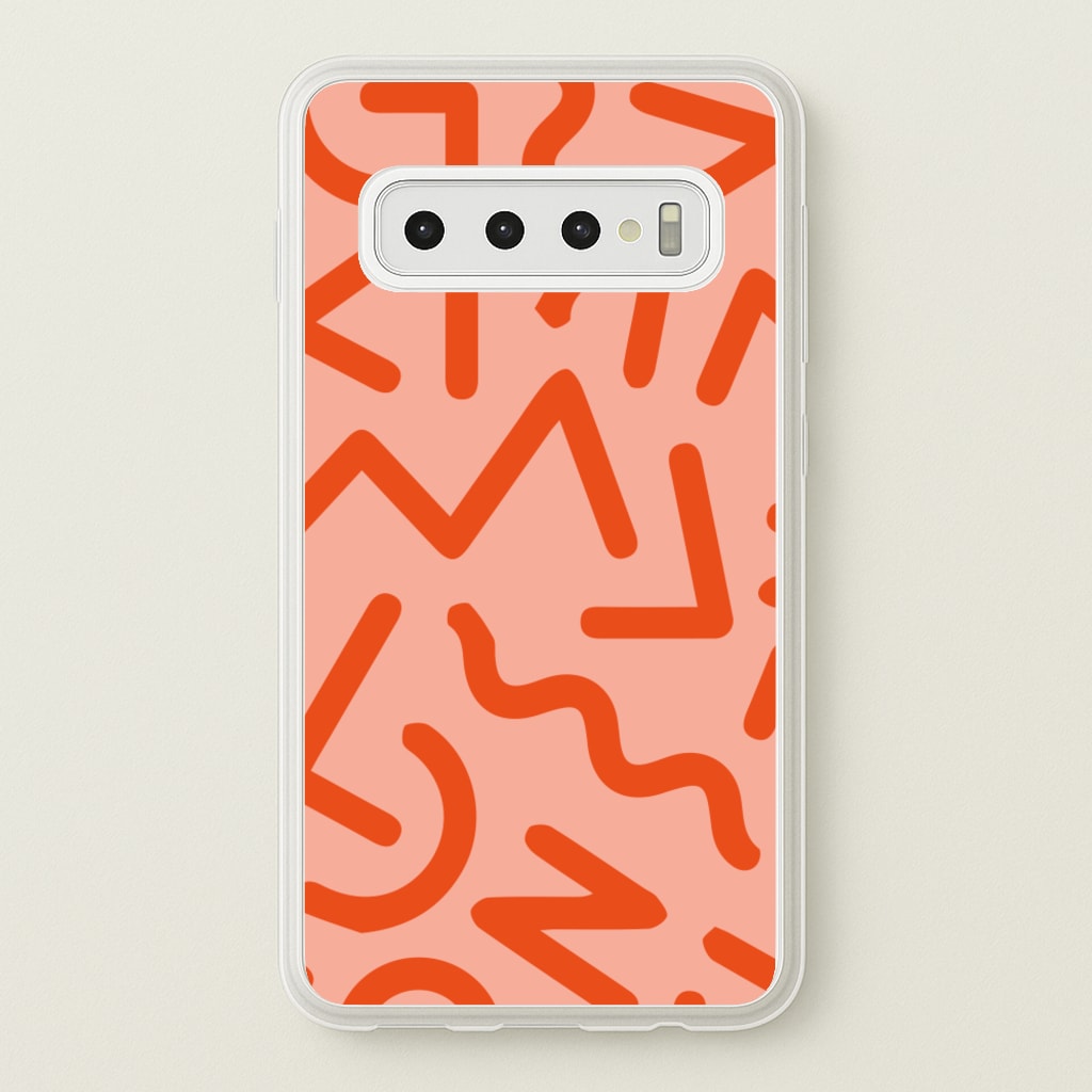 Red Abstract - Eighties - Eighties Phone Case for Galaxy S10 Plus