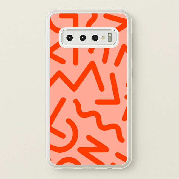 Red Abstract - Eighties - Eighties Phone Case for Galaxy S10 Plus