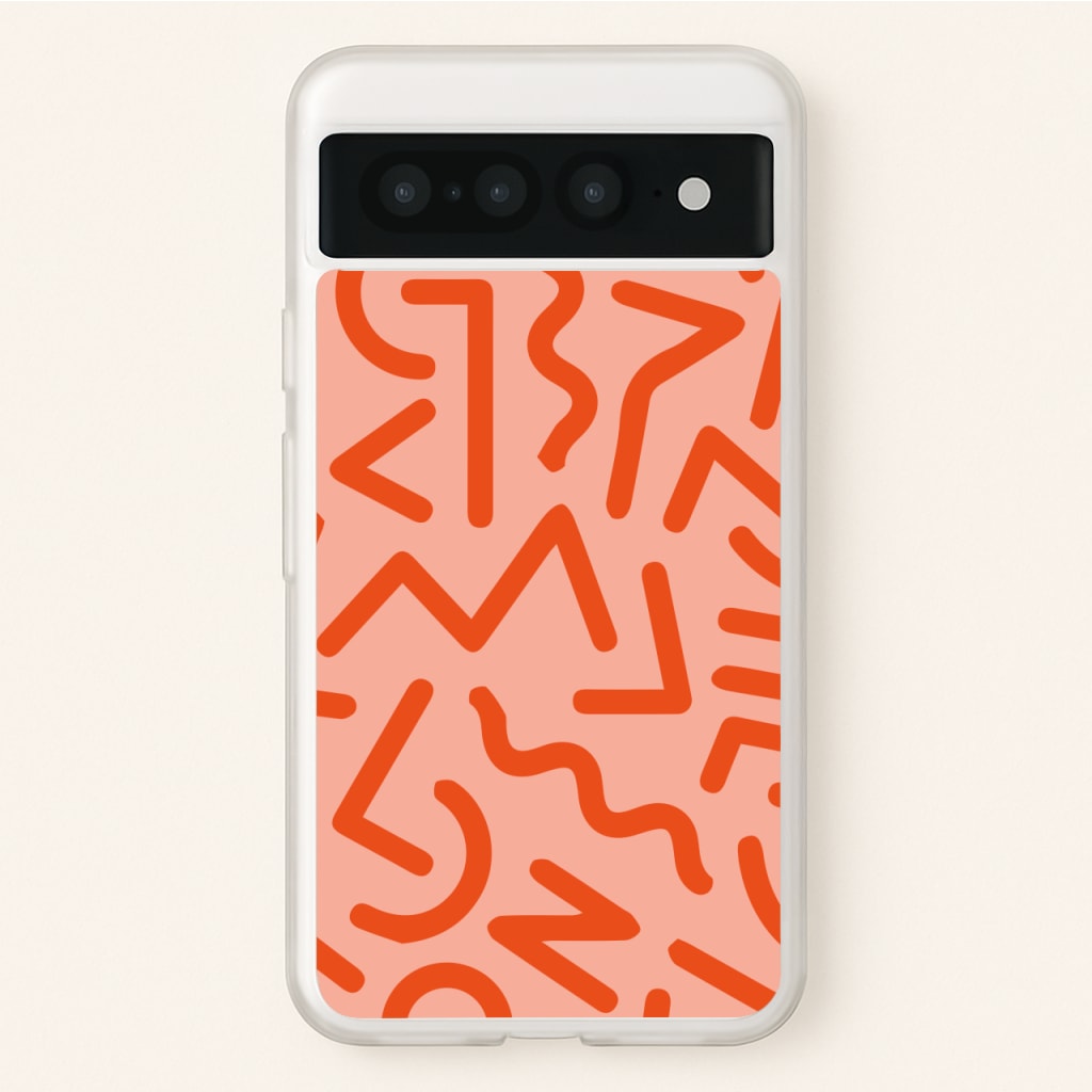 Red Abstract - Eighties - Eighties Phone Case for Google Pixel 7 Pro