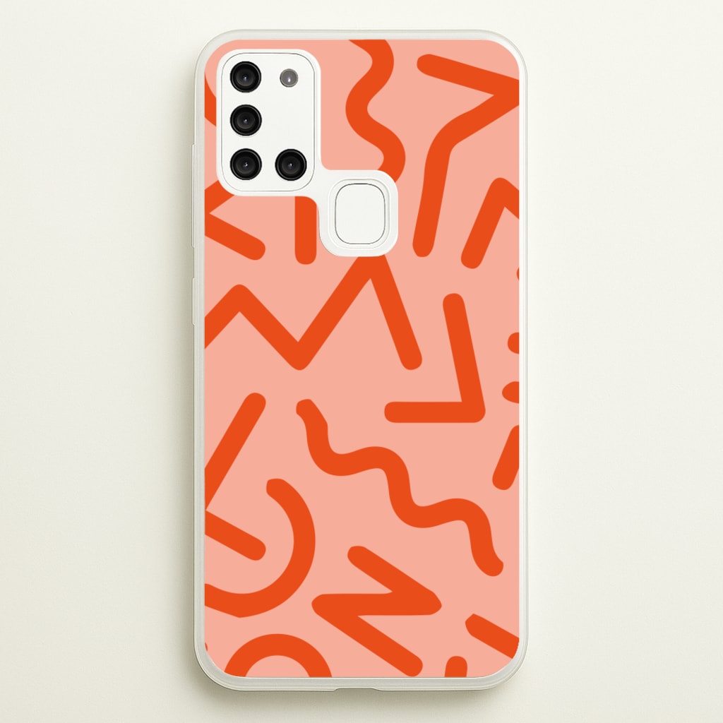 Red Abstract - Eighties - Eighties Phone Case for Galaxy A21s
