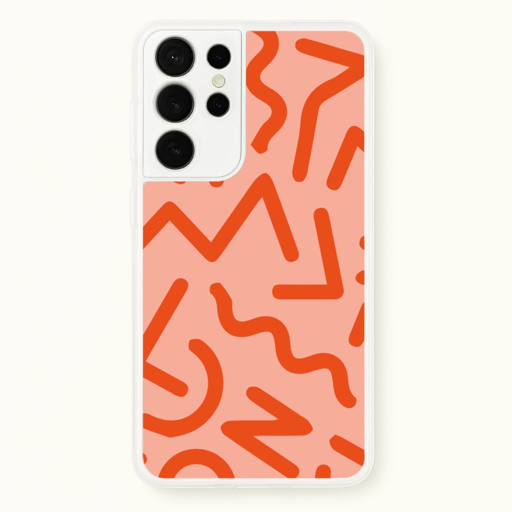 Red Abstract - Eighties - Eighties Phone Case for Galaxy S21 Ultra