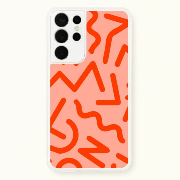 Red Abstract - Eighties - Eighties Phone Case for Galaxy S21 Ultra