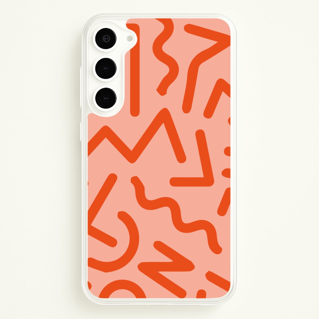 Red Abstract - Eighties - Eighties Phone Case for Galaxy S23 Plus