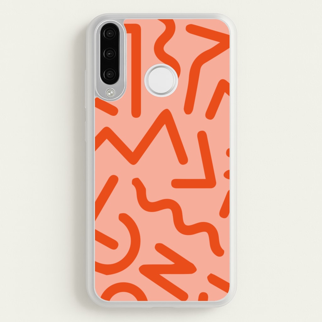 Red Abstract - Eighties - Eighties Phone Case for Huawei P30 Lite