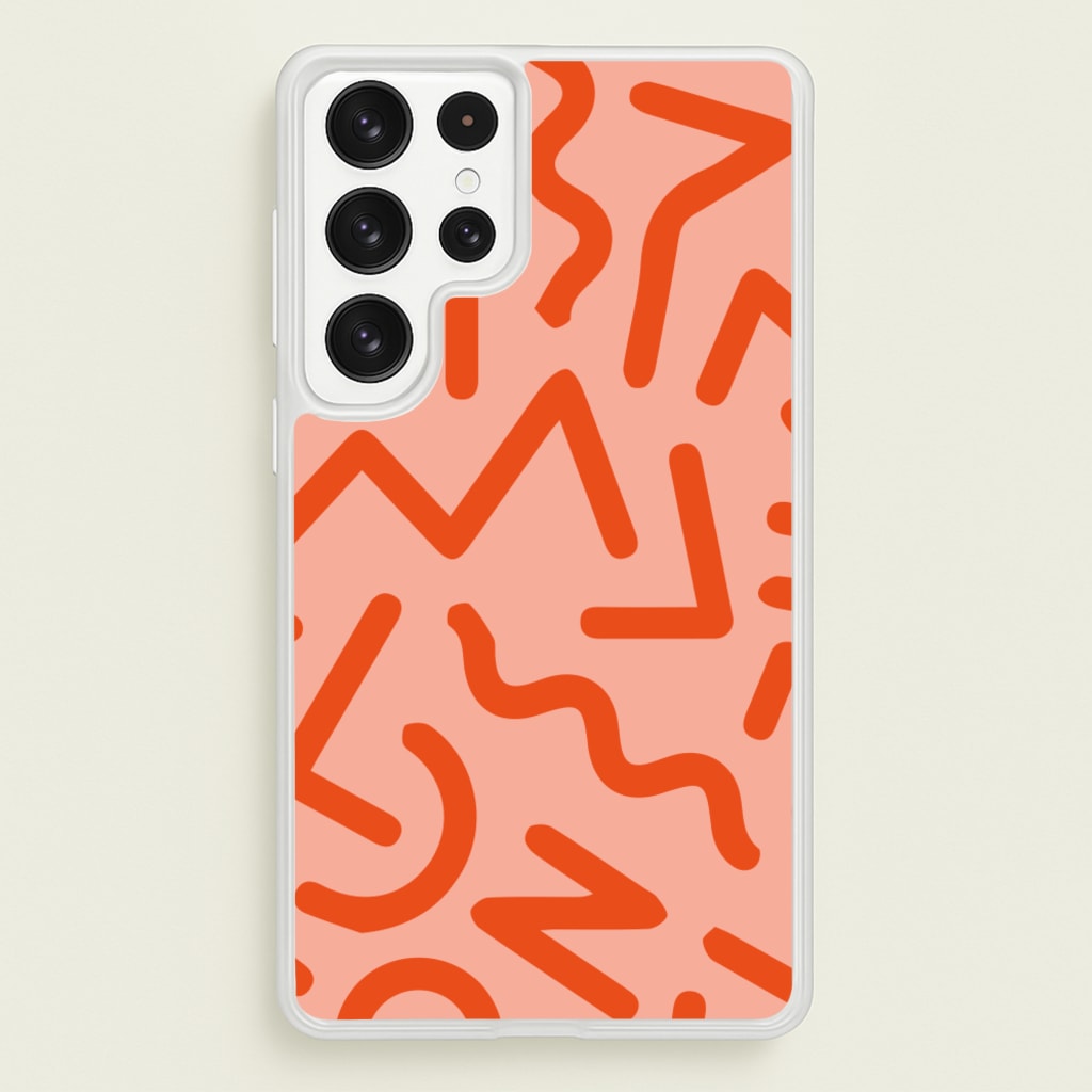 Red Abstract - Eighties - Eighties Phone Case for Galaxy S22 Ultra