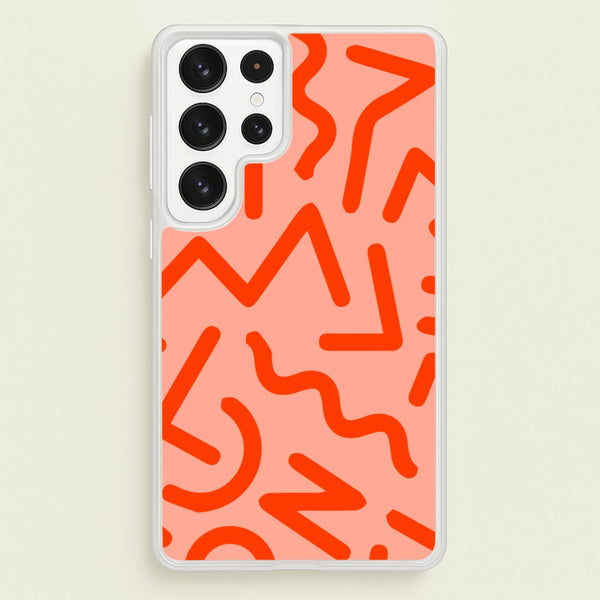 Red Abstract - Eighties - Eighties Phone Case for Galaxy S22 Ultra