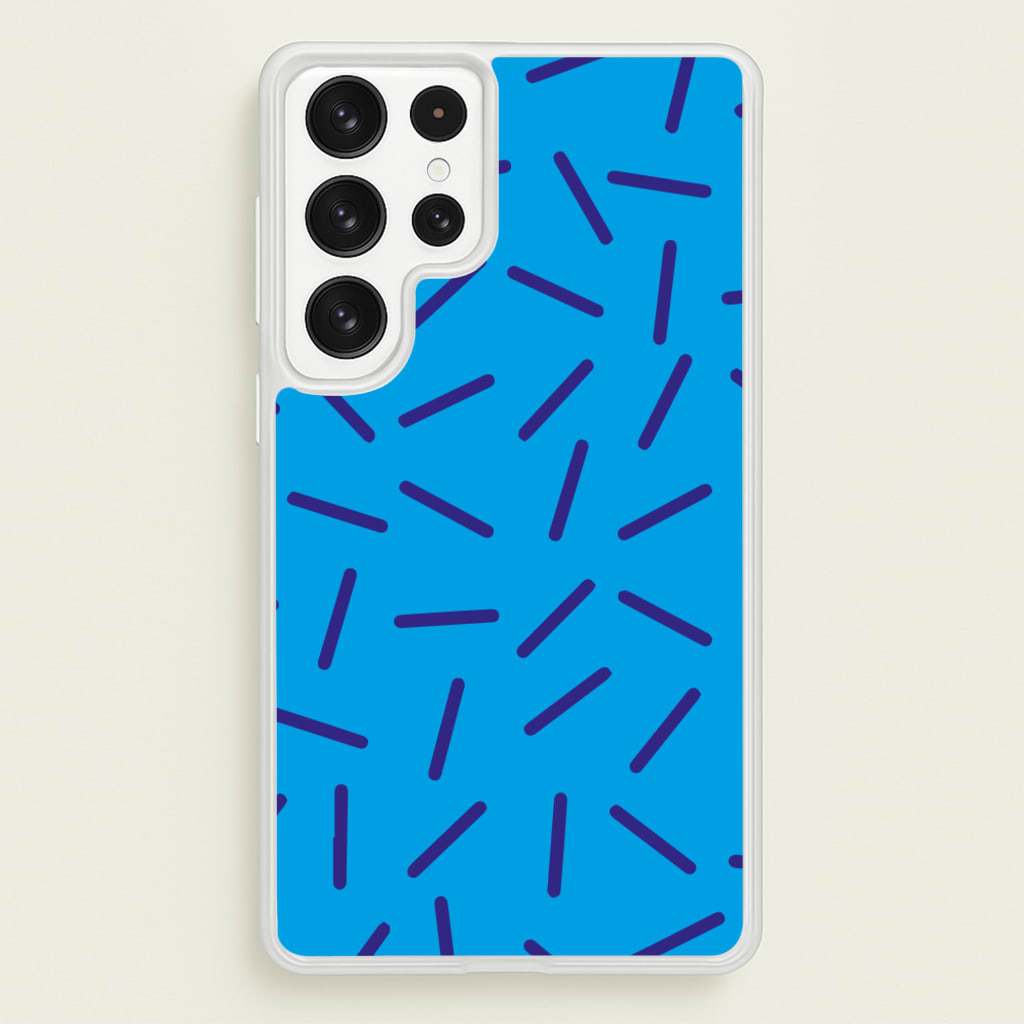 Blue Line Pattern - Eighties - Eighties Phone Case for Galaxy S23 Ultra