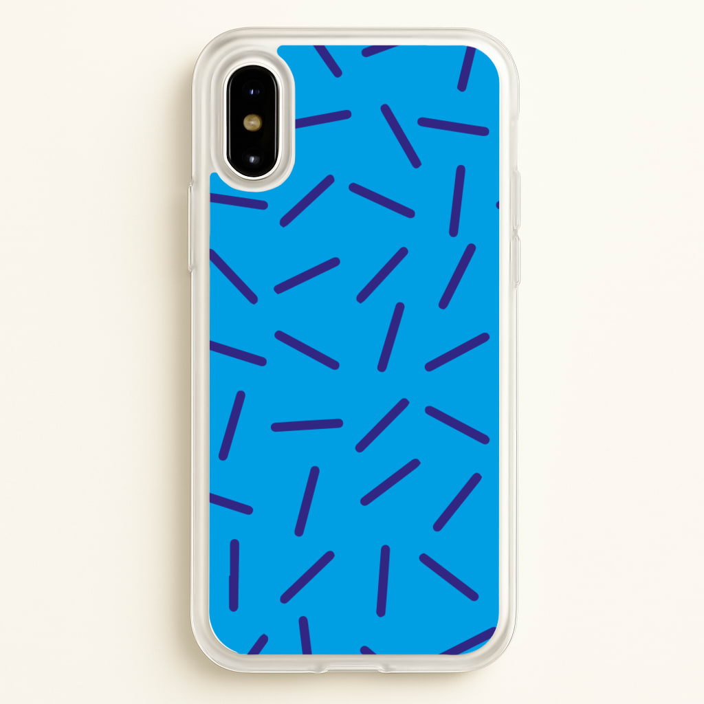 Blue Line Pattern - Eighties - Eighties Phone Case for iPhone X / XS