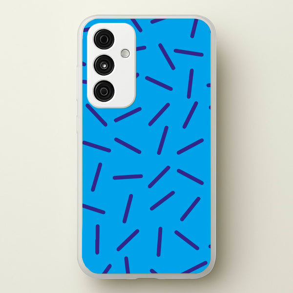 Blue Line Pattern - Eighties - Eighties Phone Case for Galaxy A35