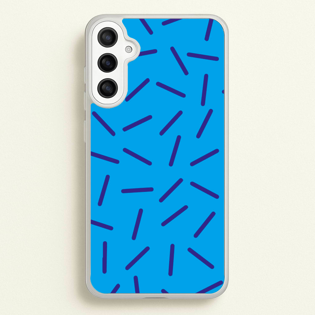 Blue Line Pattern - Eighties - Eighties Phone Case for Galaxy A34