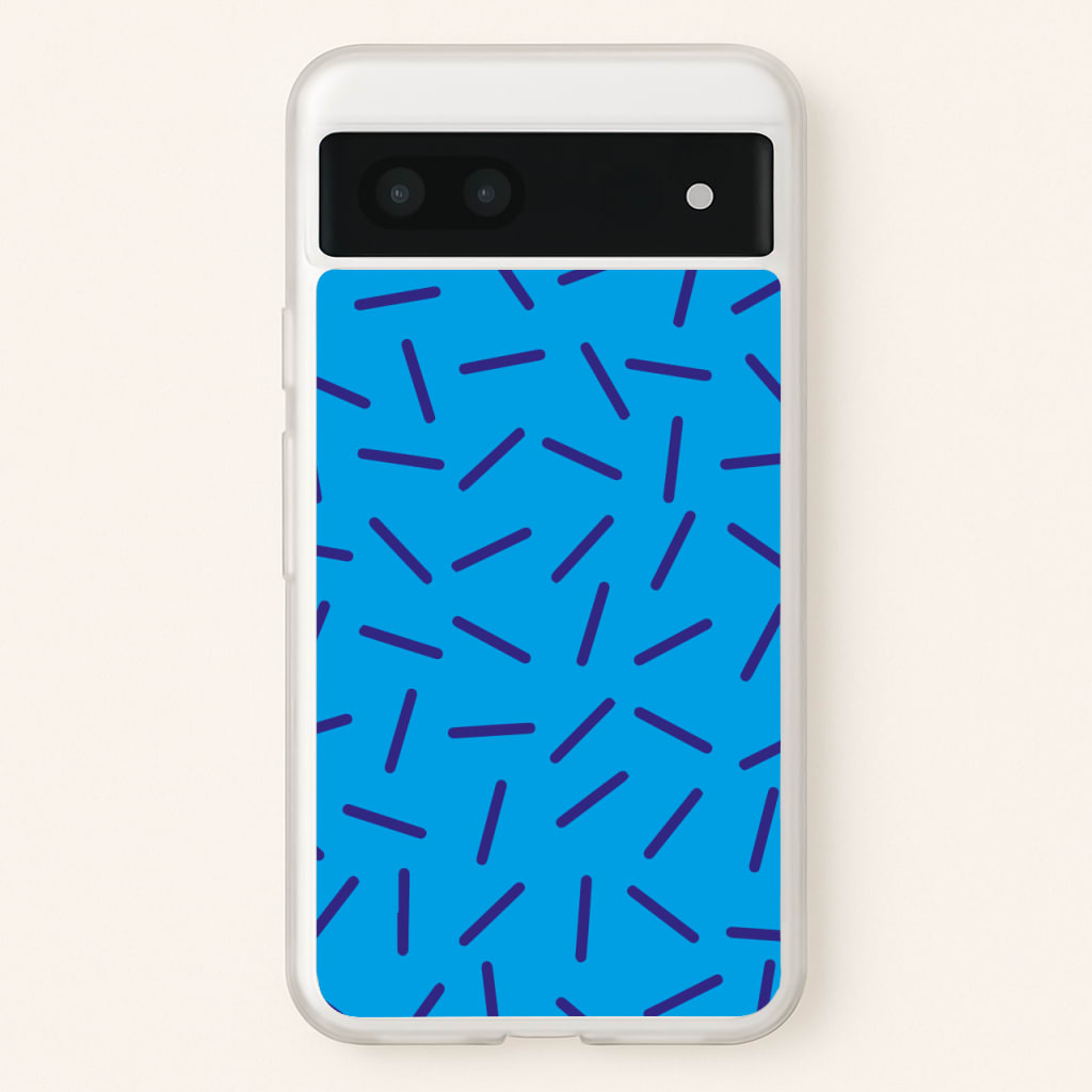 Blue Line Pattern - Eighties - Eighties Phone Case for Google Pixel 7a
