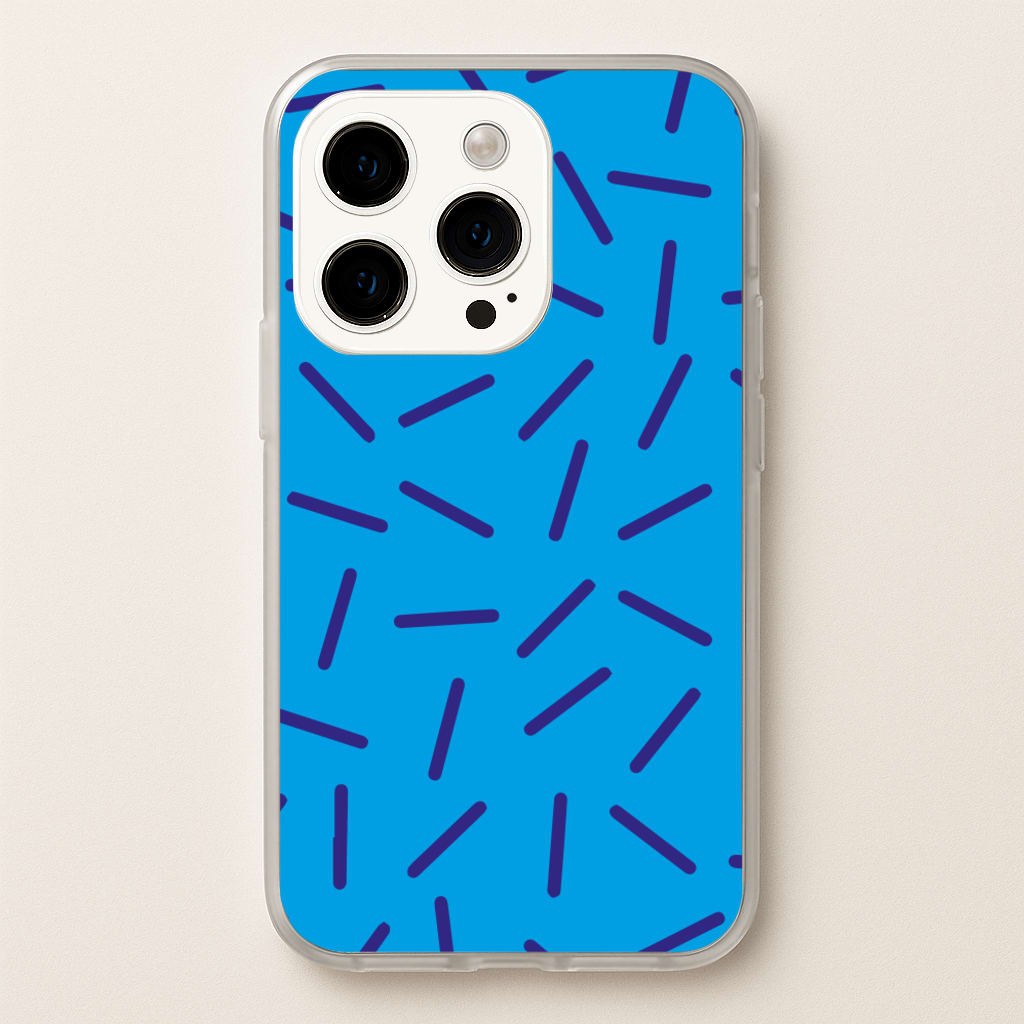 Blue Line Pattern - Eighties - Eighties Phone Case for iPhone 15 Pro