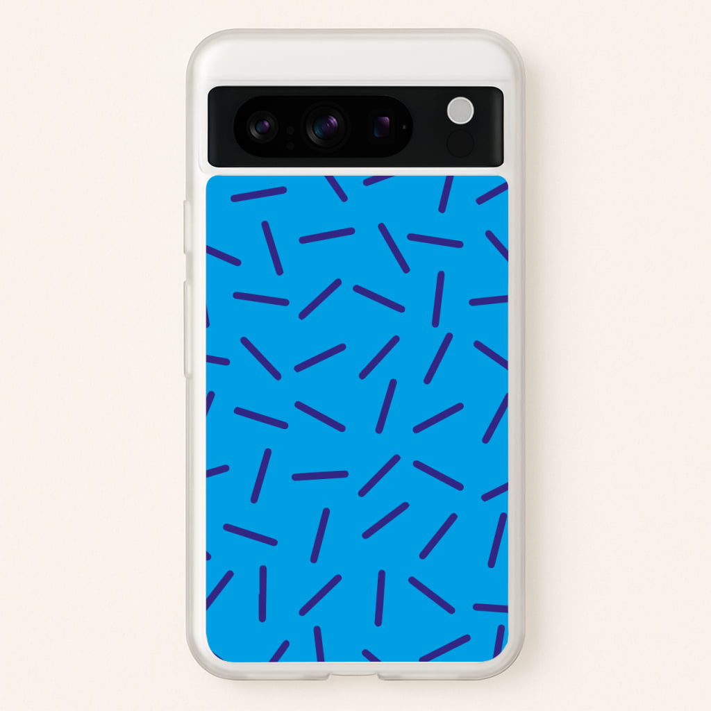 Blue Line Pattern - Eighties - Eighties Phone Case for Google Pixel 8 Pro