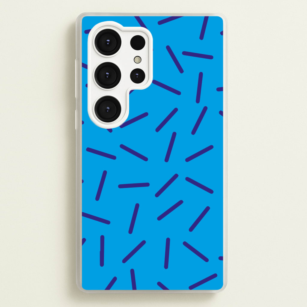 Blue Line Pattern - Eighties - Eighties Phone Case for Galaxy S25 Ultra