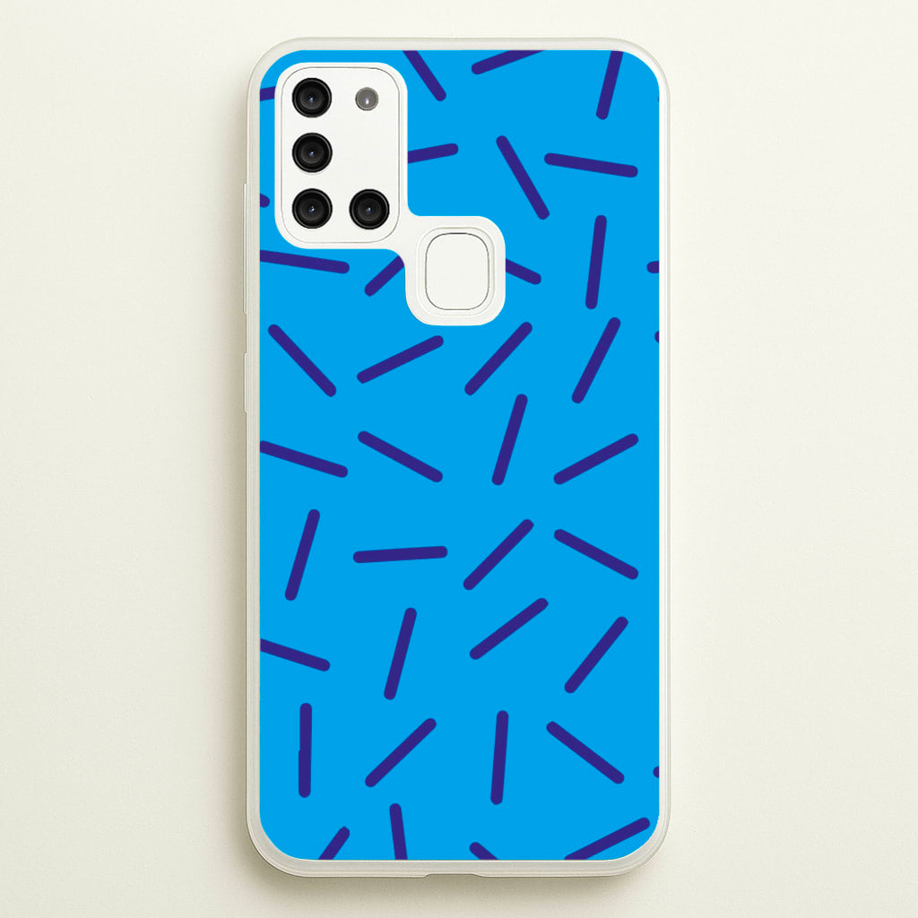 Blue Line Pattern - Eighties - Eighties Phone Case for Galaxy A21s
