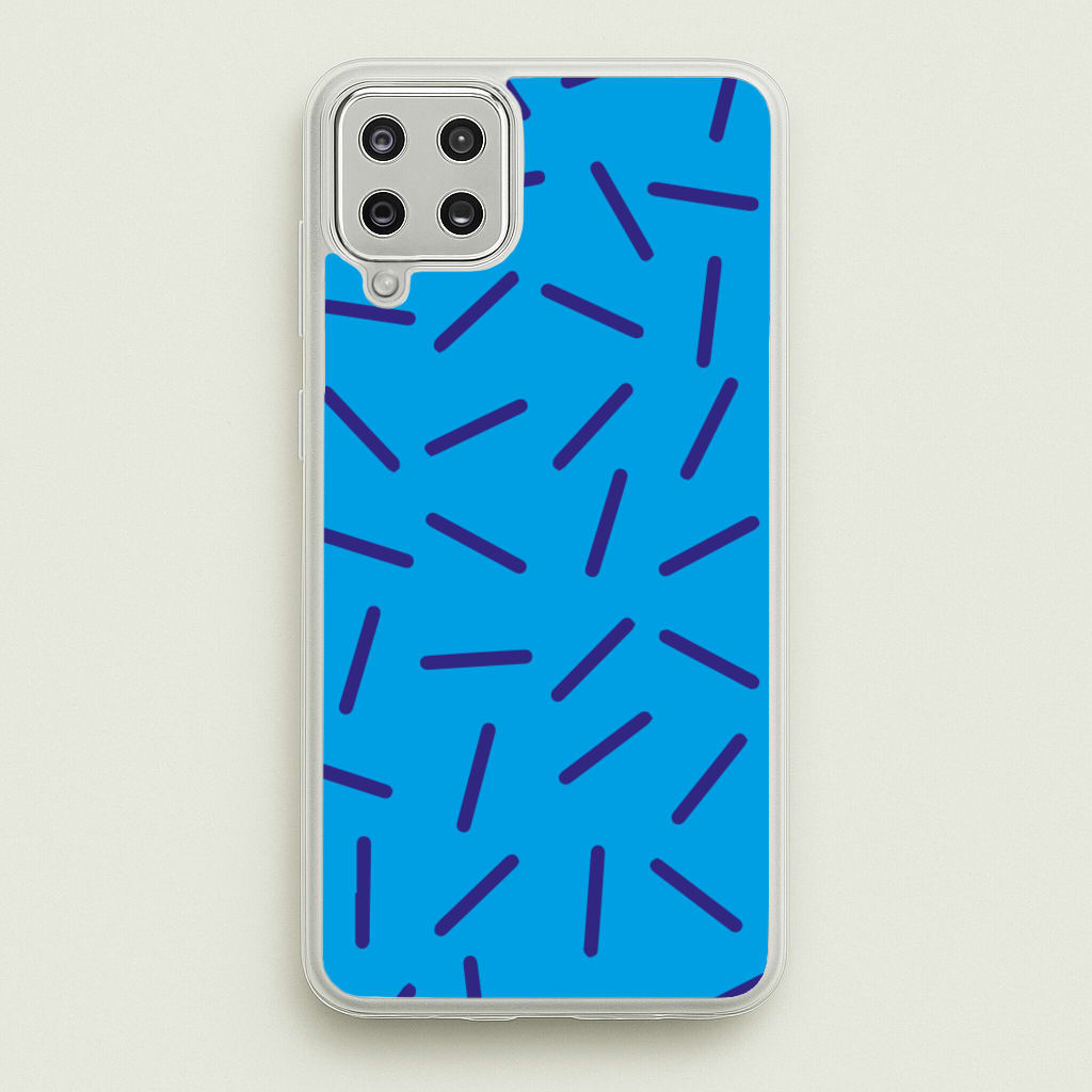 Blue Line Pattern - Eighties - Eighties Phone Case for Galaxy A12