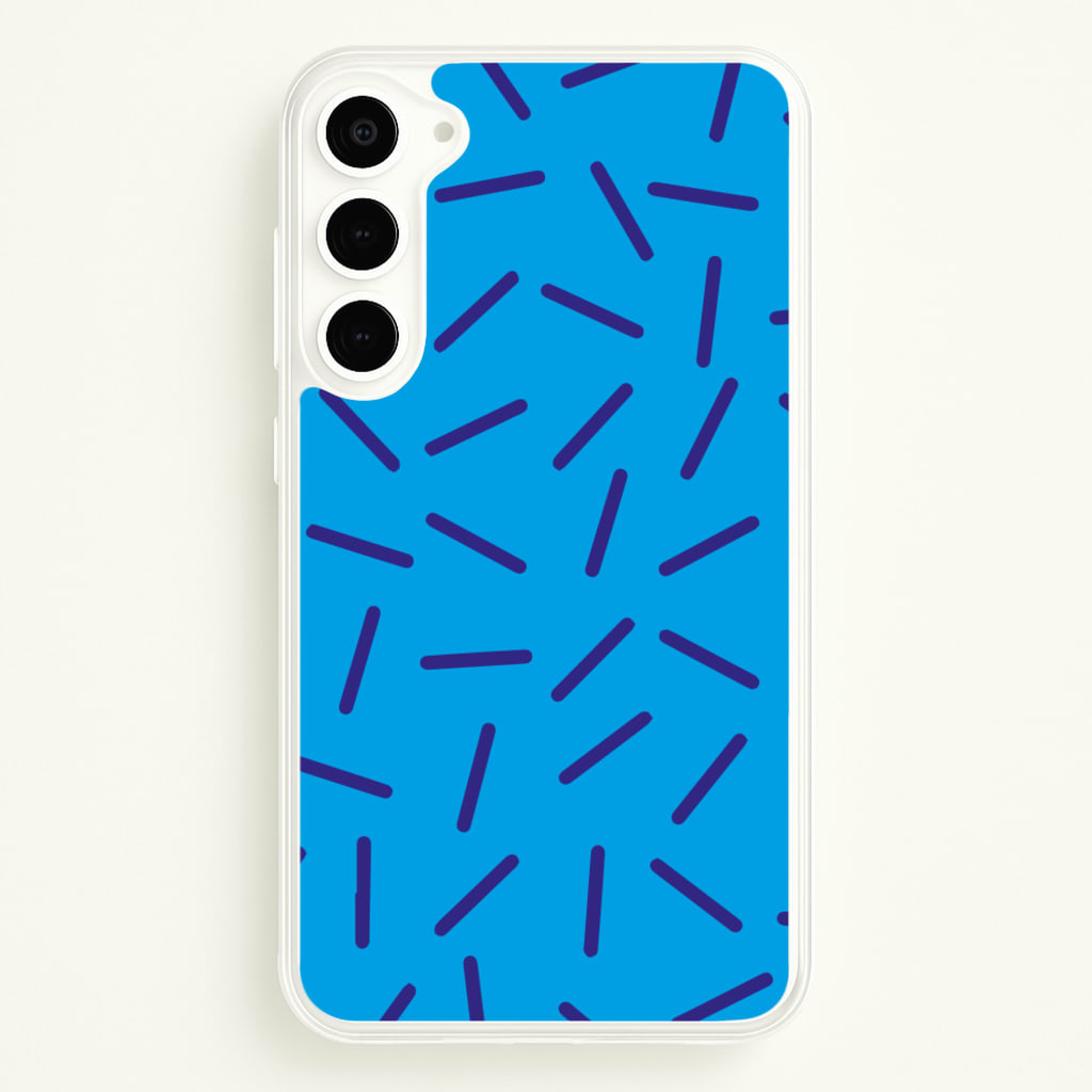 Blue Line Pattern - Eighties - Eighties Phone Case for Galaxy S23