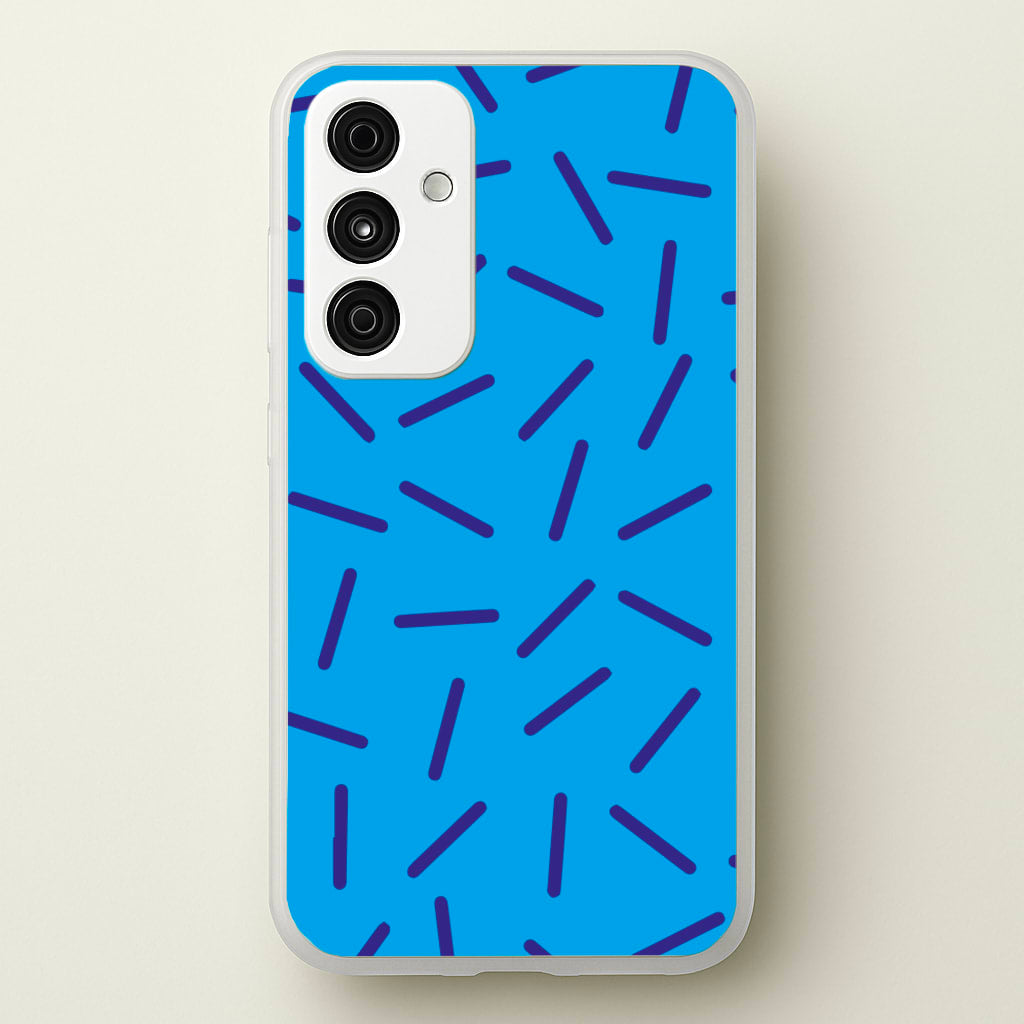 Blue Line Pattern - Eighties - Eighties Phone Case for Galaxy A55