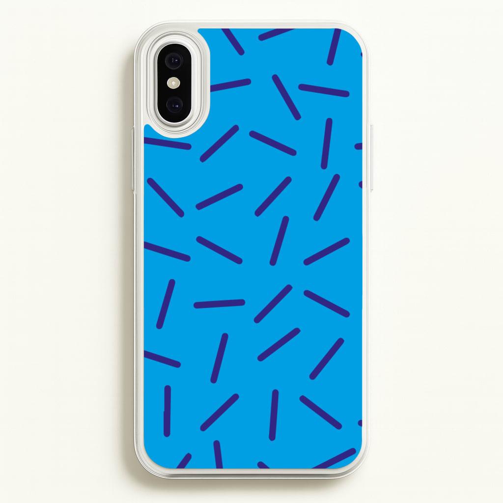 Blue Line Pattern - Eighties - Eighties Phone Case for iPhone XS Max