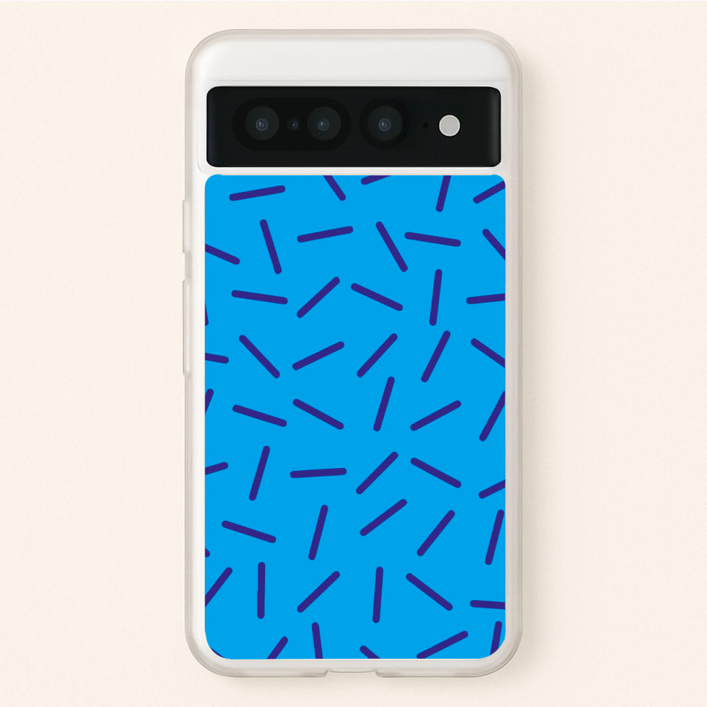 Blue Line Pattern - Eighties - Eighties Phone Case for Google Pixel 7 Pro