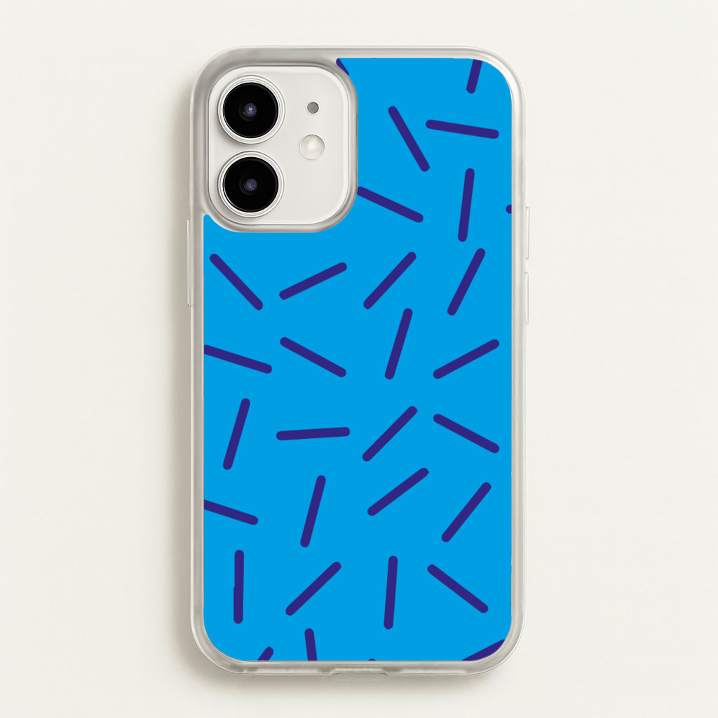 Blue Line Pattern - Eighties - Eighties Phone Case for iPhone 12 Mini