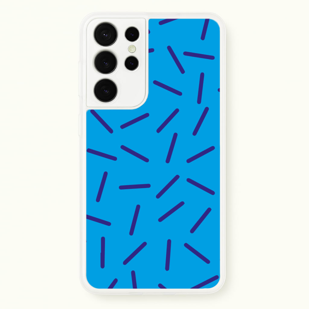 Blue Line Pattern - Eighties - Eighties Phone Case for Galaxy S21 Ultra