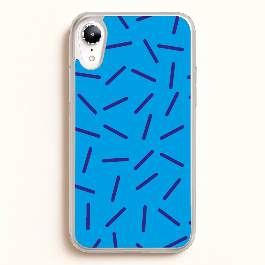 Blue Line Pattern - Eighties - Eighties Phone Case for iPhone XR