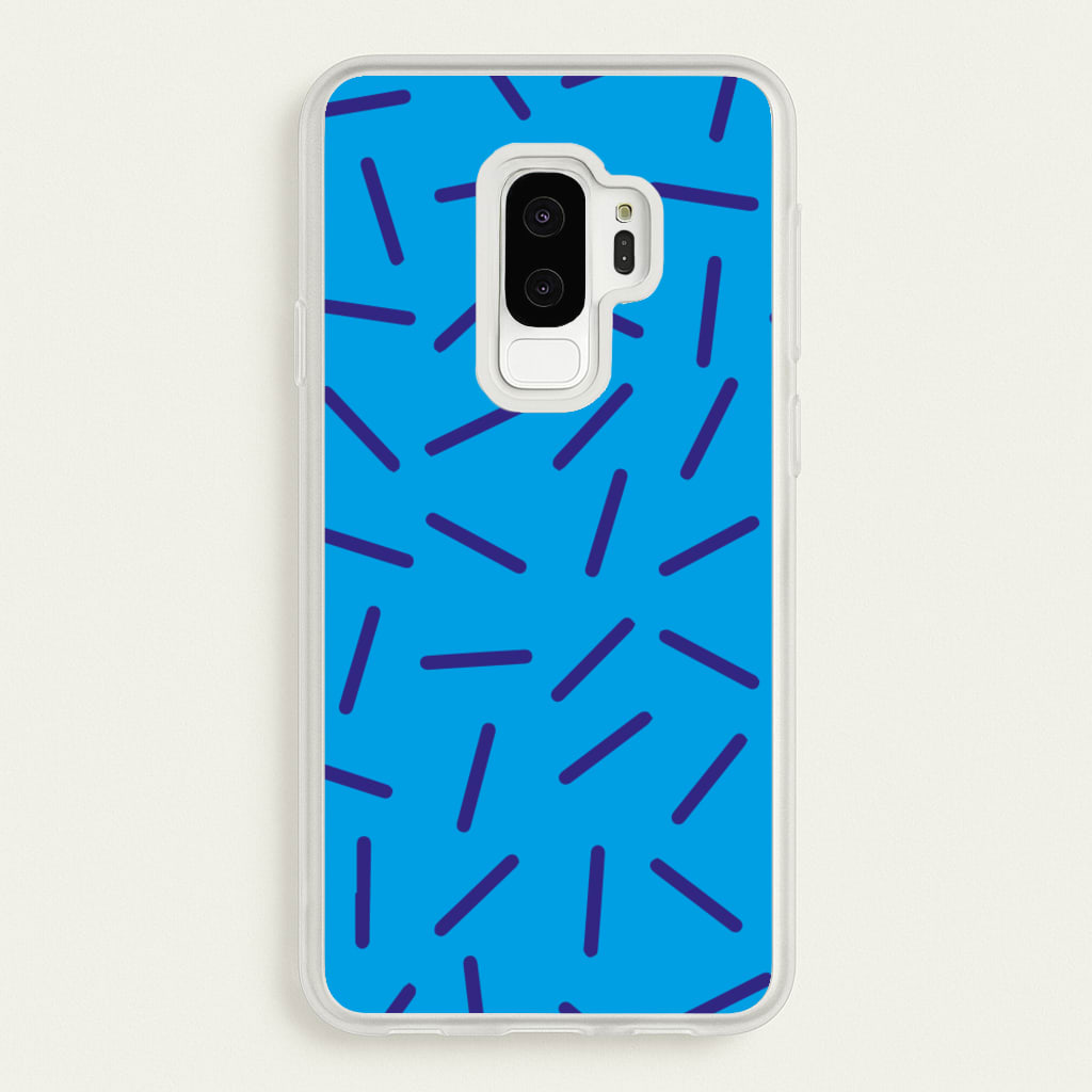 Blue Line Pattern - Eighties - Eighties Phone Case for Galaxy S9 Plus