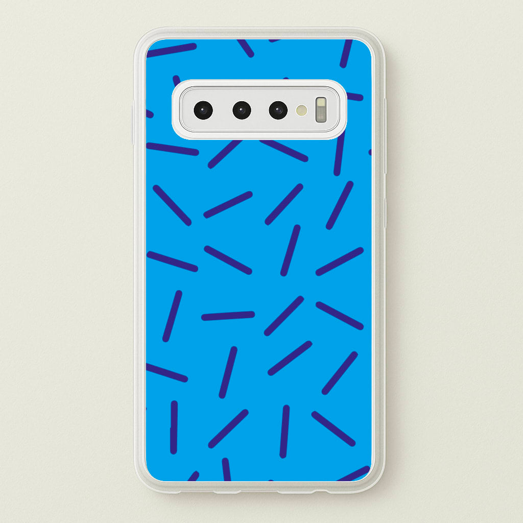 Blue Line Pattern - Eighties - Eighties Phone Case for Galaxy S10 Plus