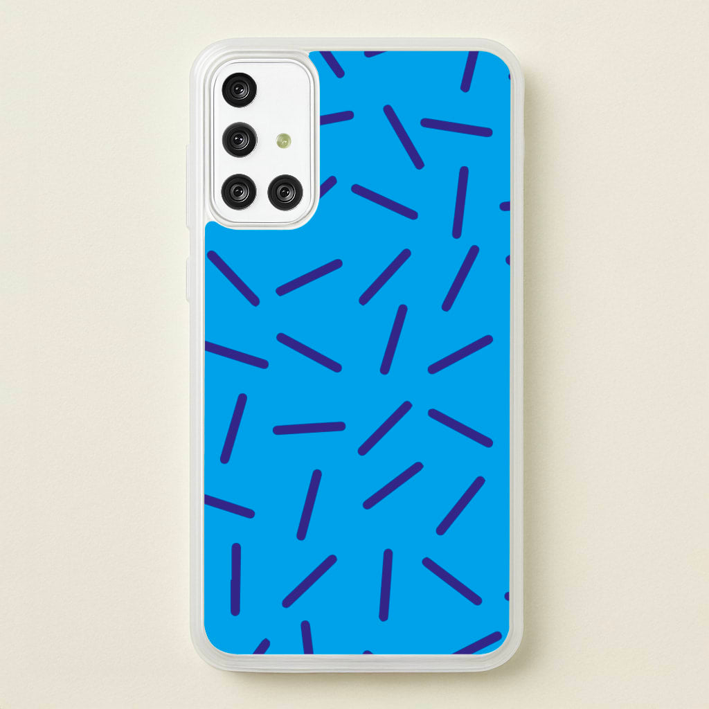 Blue Line Pattern - Eighties - Eighties Phone Case for Galaxy A71