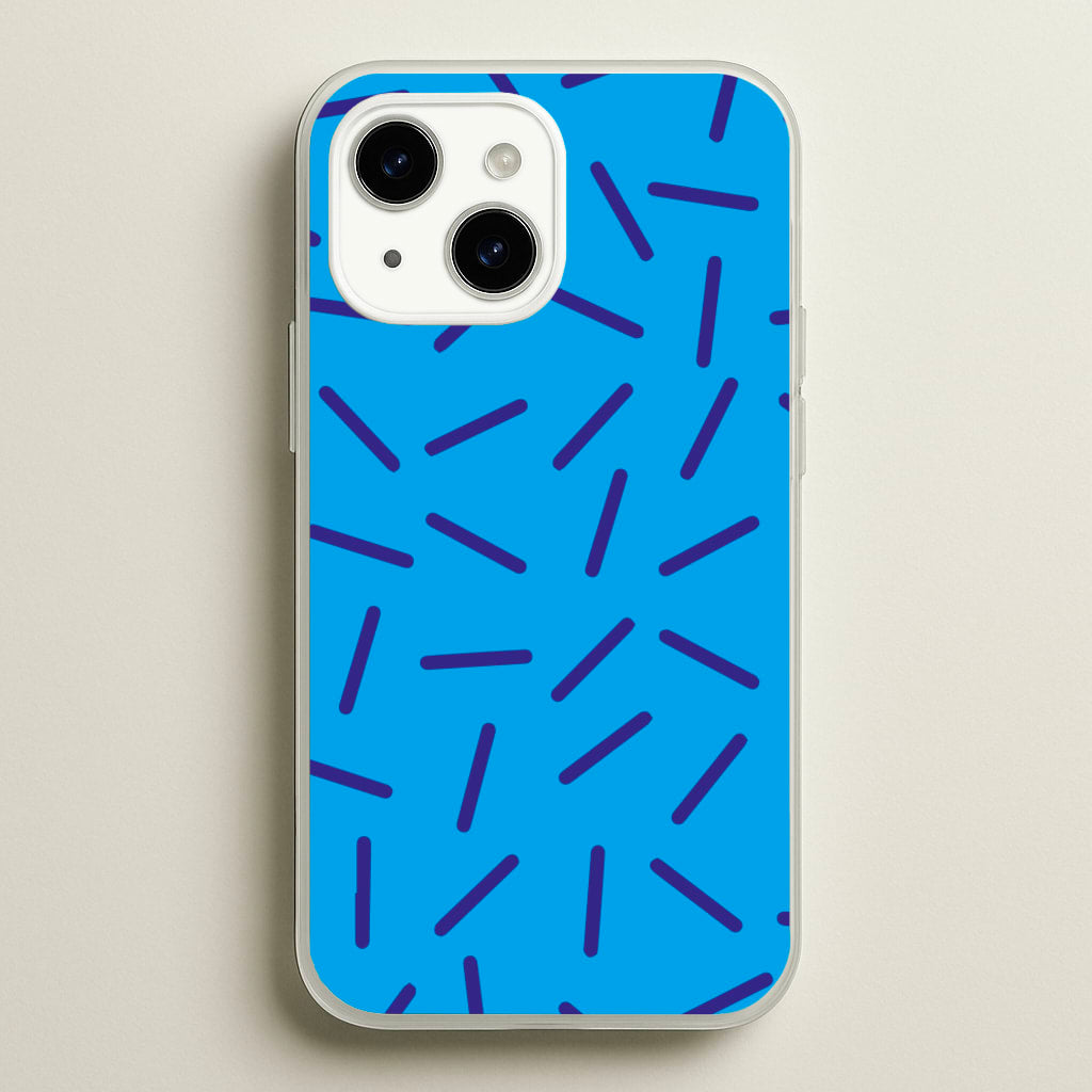 Blue Line Pattern - Eighties - Eighties Phone Case for iPhone 14