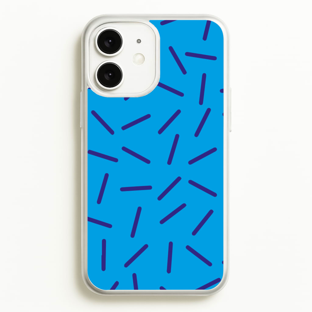 Blue Line Pattern - Eighties - Eighties Phone Case for iPhone 11