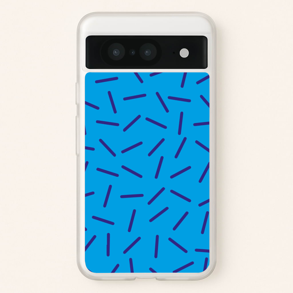 Blue Line Pattern - Eighties - Eighties Phone Case for Google Pixel 8