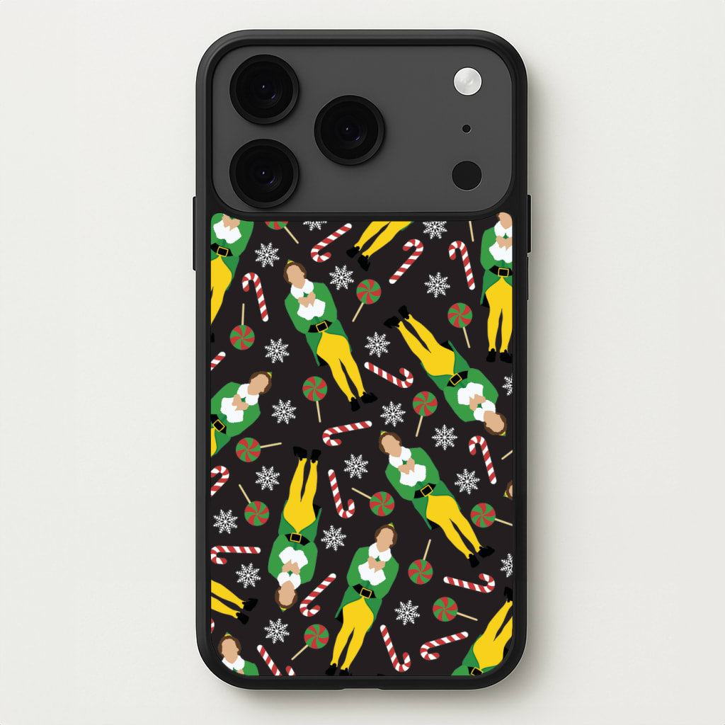 Elf Candy Cane Pattern Phone Case for iPhone 17 Pro Max