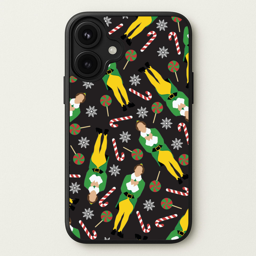 Elf Candy Cane Pattern Phone Case for iPhone 17