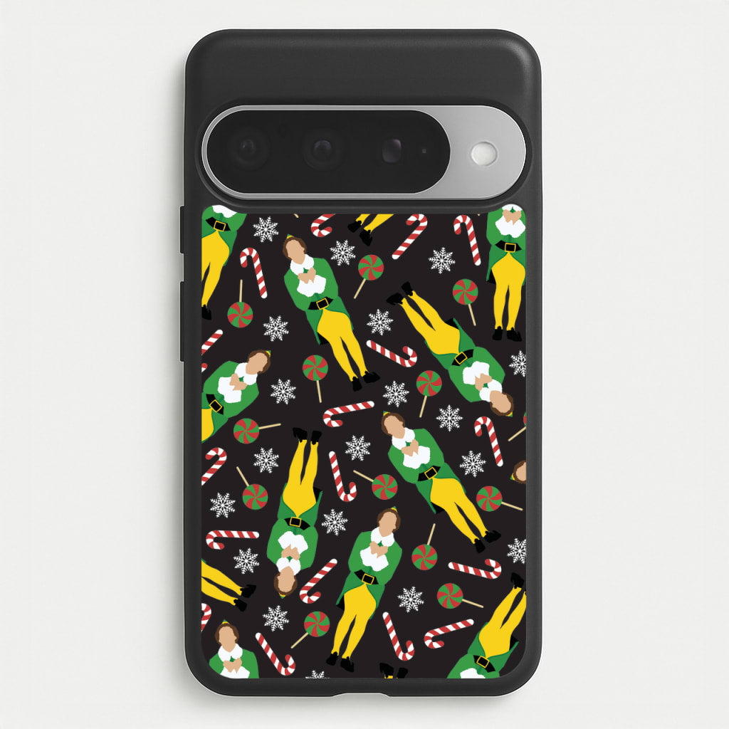 Elf Candy Cane Pattern Phone Case for Google Pixel 10 Pro XL
