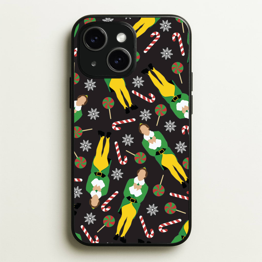 Elf Candy Cane Pattern - Elf Phone Case for iPhone 15 Plus