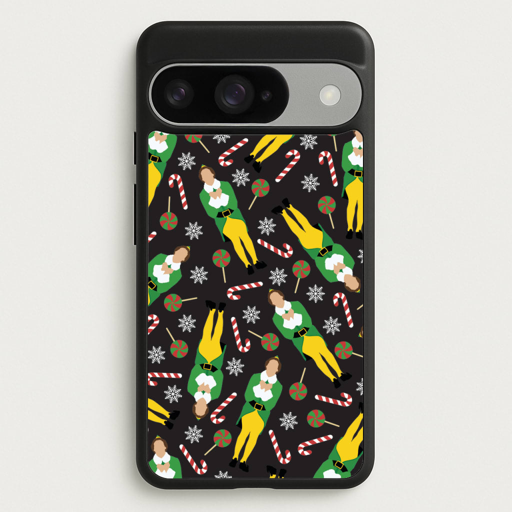 Elf Candy Cane Pattern Phone Case for Google Pixel 10 / 10 Pro