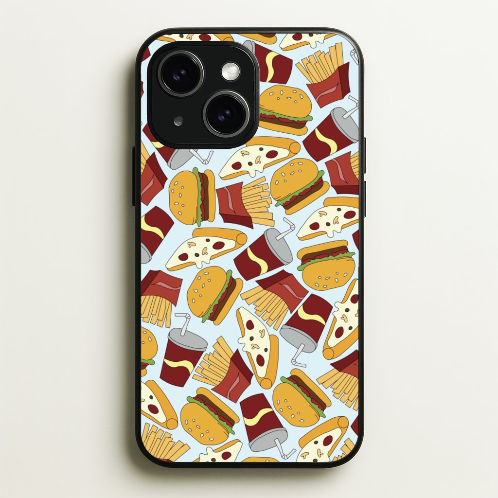 Burgers, Fries And Pizzas - Fast Food Patterns - Fast Food Patterns Phone Case for iPhone 15