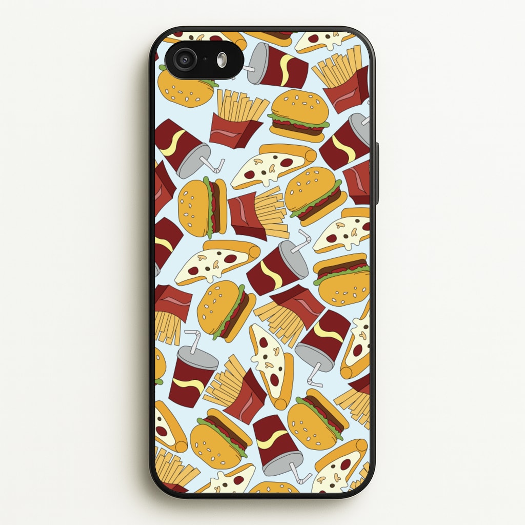 Burgers, Fries And Pizzas - Fast Food Patterns - Fast Food Patterns Phone Case for iPhone 5 / 5s / SE 2016