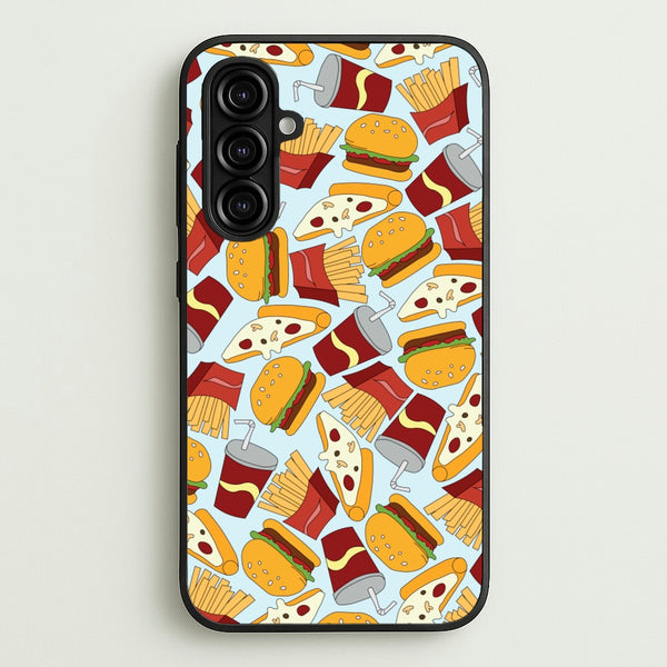 Burgers, Fries And Pizzas - Fast Food Patterns - Fast Food Patterns Phone Case for Galaxy A16