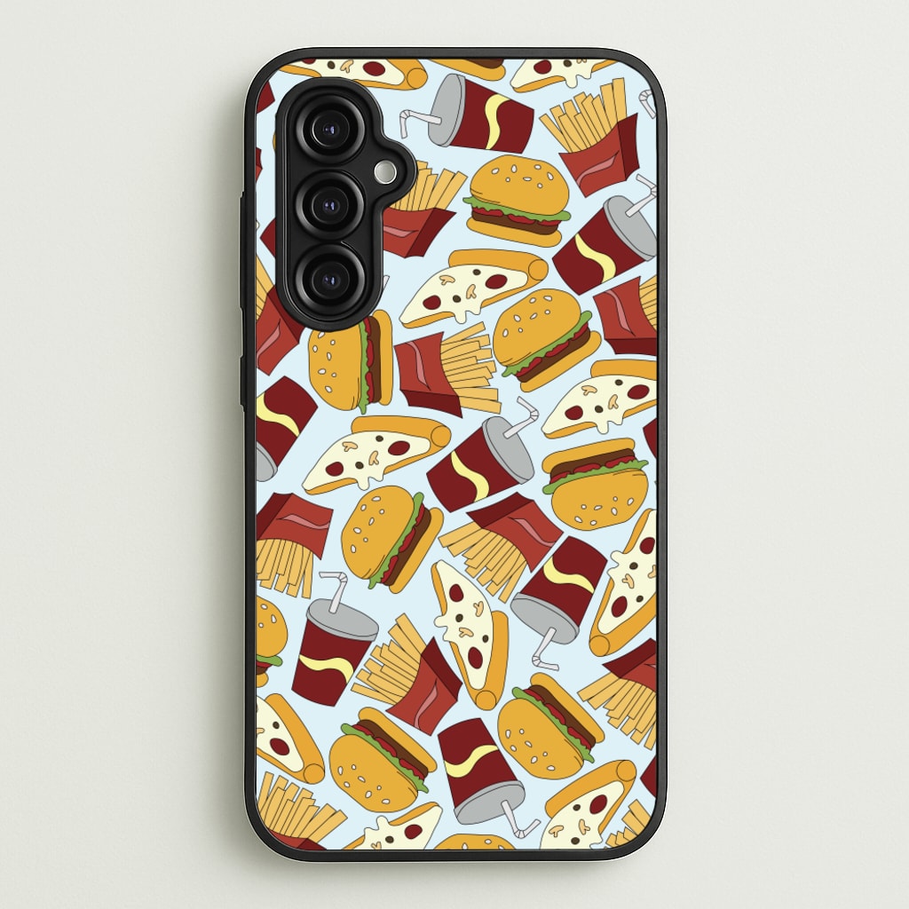 Burgers, Fries And Pizzas - Fast Food Patterns - Fast Food Patterns Phone Case for Galaxy A14