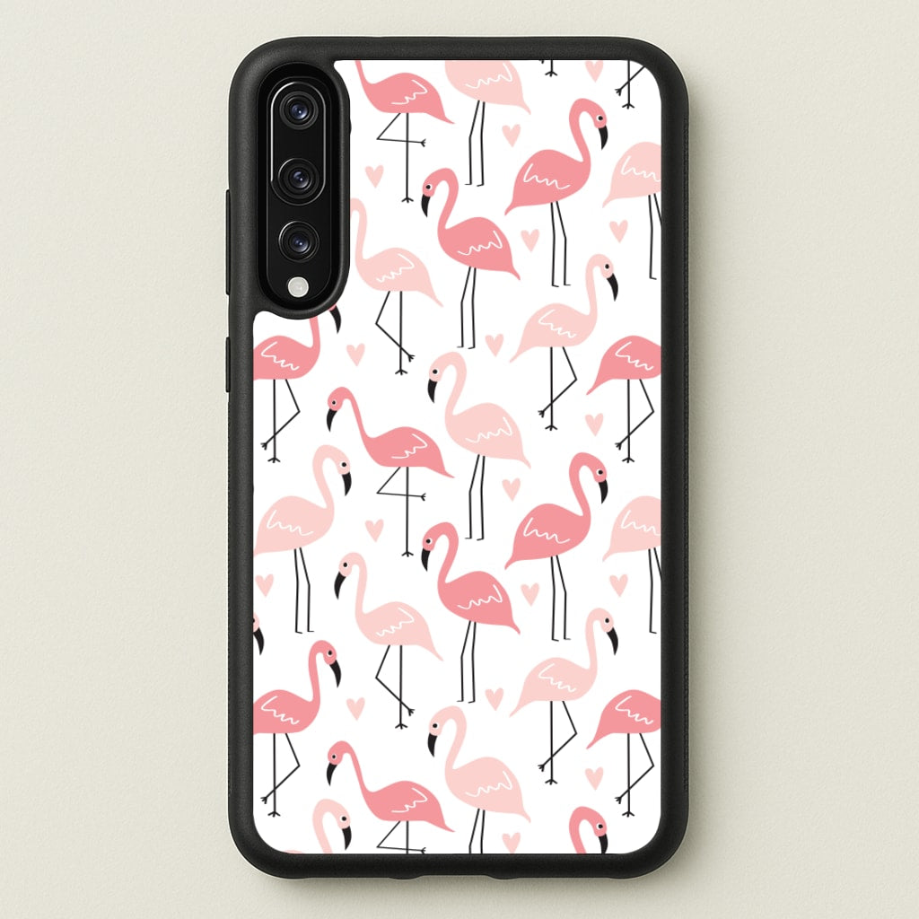White & Pink Flamingo Pattern - Flamingos Phone Case for Huawei P20 Pro