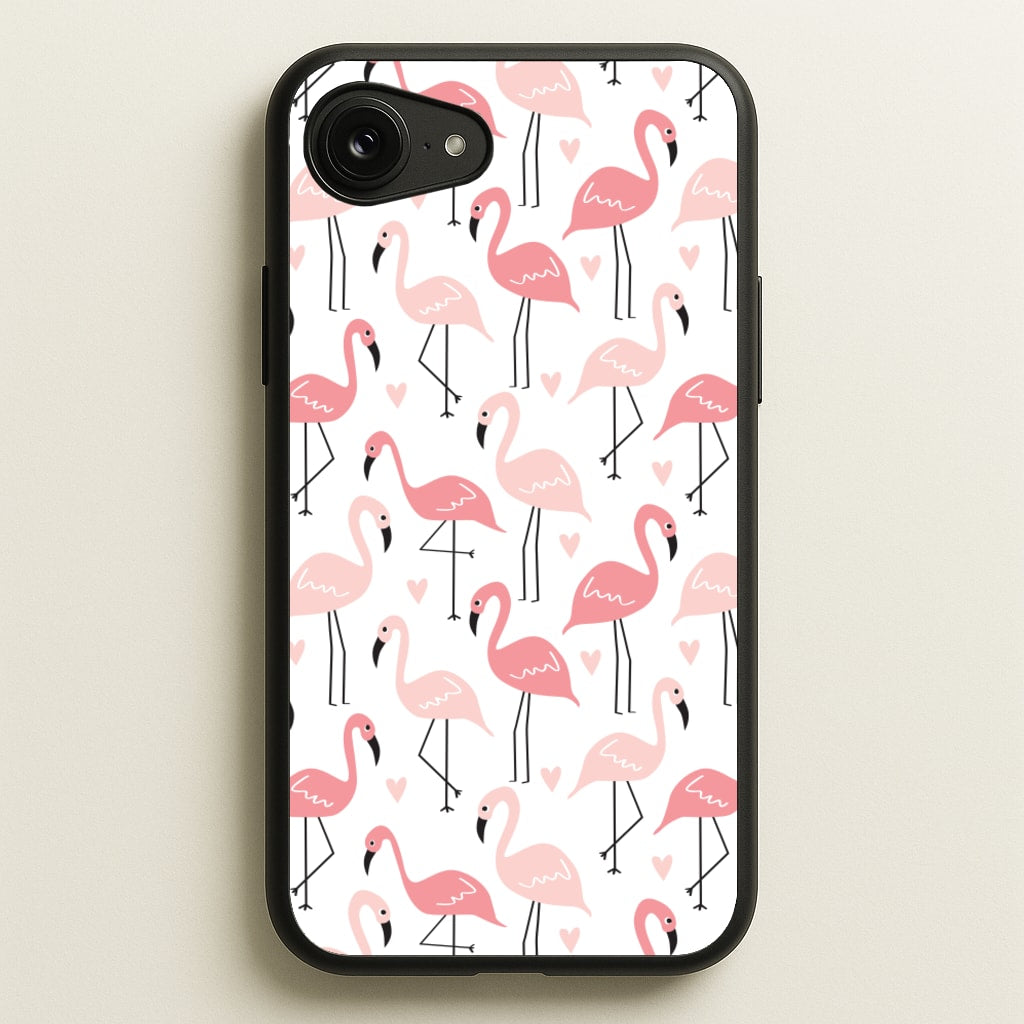 White & Pink Flamingo Pattern - Flamingos Phone Case for iPhone 16e